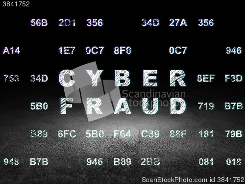 Image of Protection concept: Cyber Fraud in grunge dark room