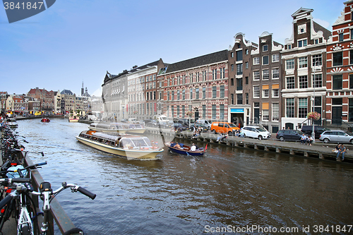 Image of AMSTERDAM, THE NETHERLANDS - AUGUST 19, 2015: View on Rokin from