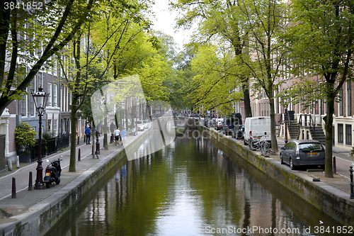 Image of AMSTERDAM; THE NETHERLANDS - AUGUST 18; 2015: View on beautiful 