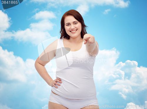 Image of plus size woman in underwear showing