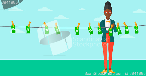 Image of Woman loundering money.