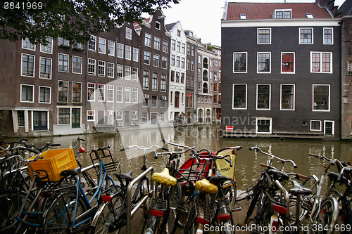 Image of AMSTERDAM, THE NETHERLANDS - AUGUST 18, 2015: View on Oudezijds 
