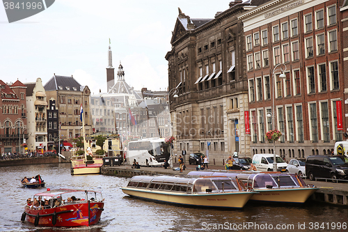 Image of AMSTERDAM, THE NETHERLANDS - AUGUST 19, 2015: View on Rokin from