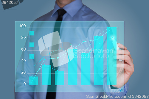 Image of businessman drawing  graph, business strategy as concept