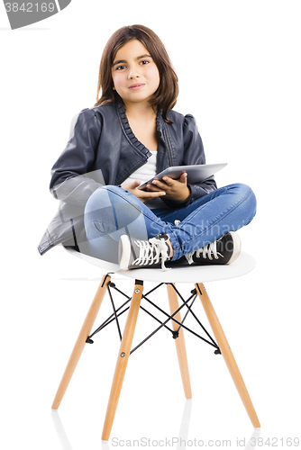 Image of Young girl using a tablet