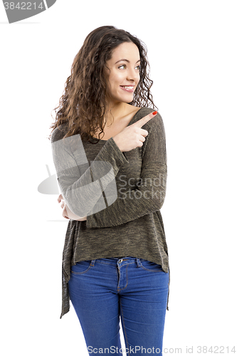 Image of Happy girl pointing