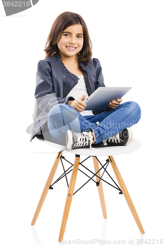 Image of Young girl using a tablet