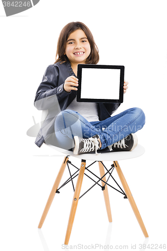 Image of Young girl using a tablet