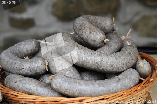 Image of white pudding as fresh czech meat food 