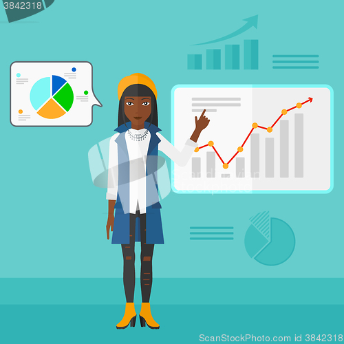 Image of Business woman presenting report.