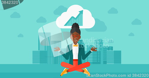 Image of Peaceful business woman meditating.