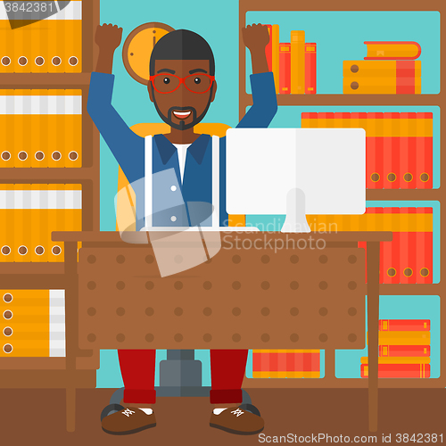 Image of Man working at office.