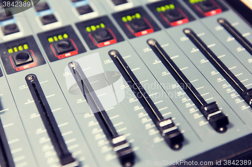 Image of control panel at recording studio or radio station