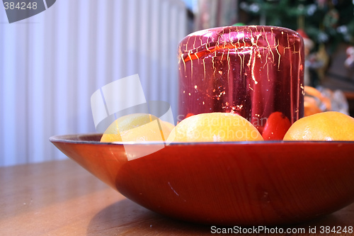 Image of festive candle and clementines