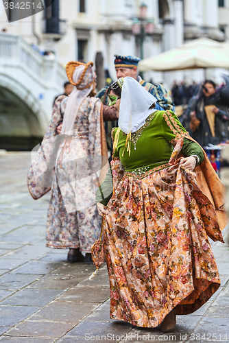 Image of Venetian Woman Dancing - Venice Carnival 2014