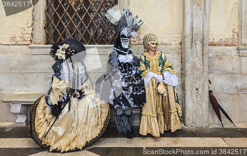 Image of Three Disguised Persons - Venice Carnival 2014