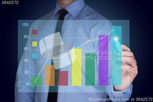 Image of businessman drawing  graph, business strategy as concept