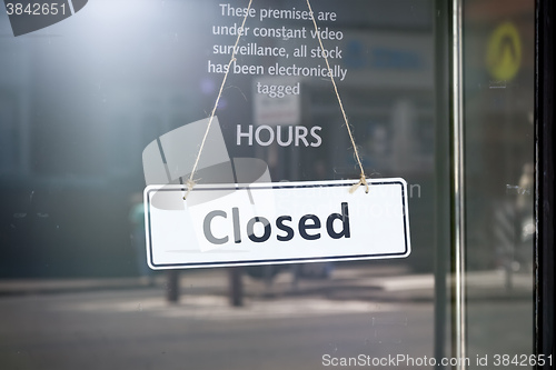 Image of closed sign shop door