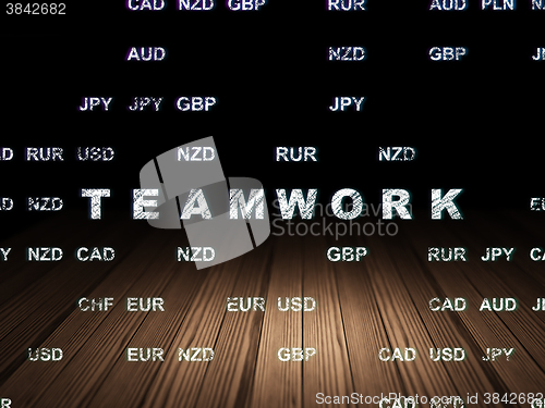 Image of Finance concept: Teamwork in grunge dark room