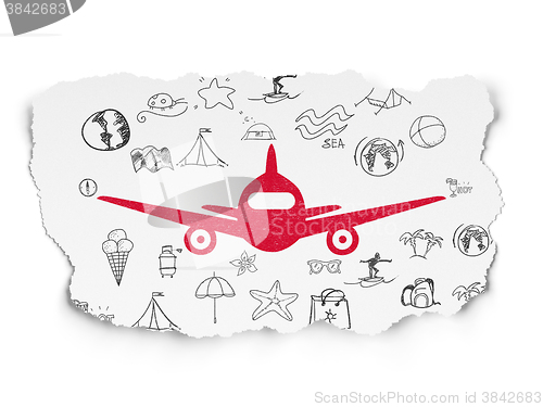 Image of Travel concept: Aircraft on Torn Paper background