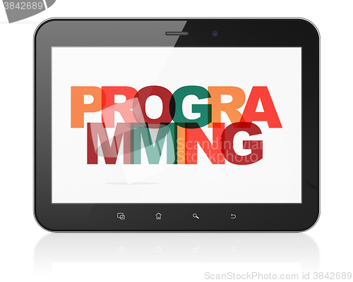Image of Software concept: Tablet Computer with Programming on  display
