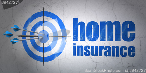 Image of Insurance concept: target and Home Insurance on wall background