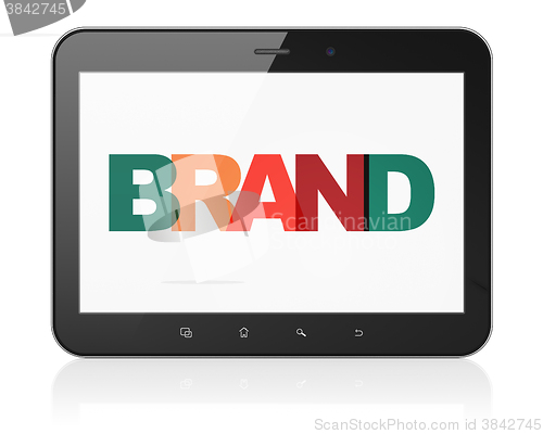 Image of Advertising concept: Tablet Computer with Brand on  display