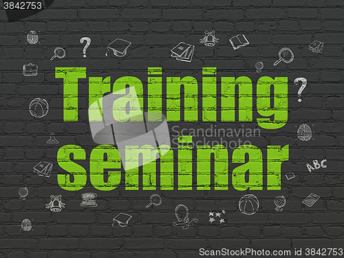 Image of Learning concept: Training Seminar on wall background
