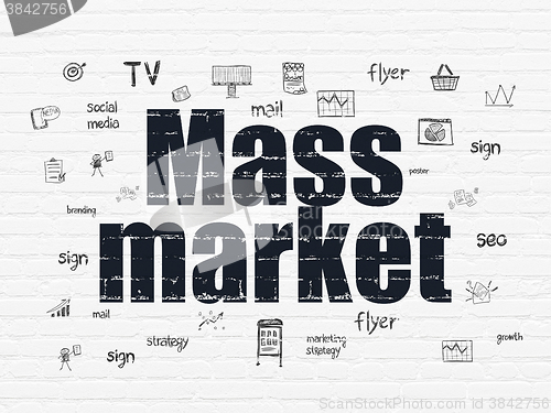 Image of Marketing concept: Mass Market on wall background