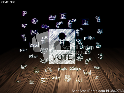 Image of Politics concept: Ballot in grunge dark room