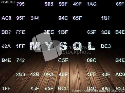 Image of Database concept: MySQL in grunge dark room