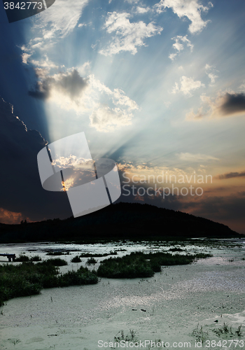 Image of Sunset over river