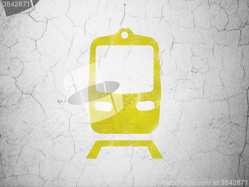 Image of Vacation concept: Train on wall background
