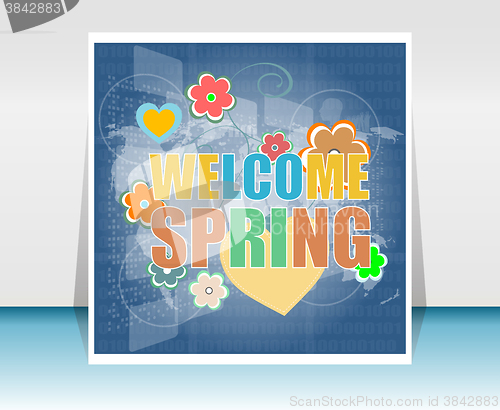 Image of Welcome Spring Holiday Card. Welcome Spring Vector. Love background. Spring Holiday Graphic. Welcome Spring Art. Spring Holiday Drawing