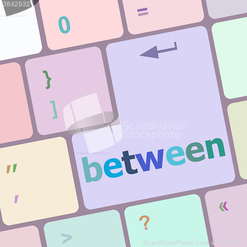 Image of between button on computer pc keyboard key vector illustration