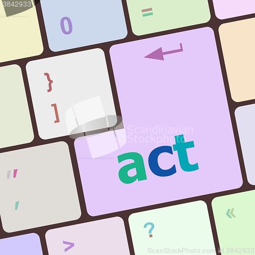 Image of Act button on keyboard with soft focus vector illustration