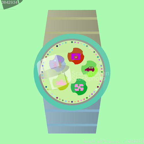 Image of Smart watch with apps icons