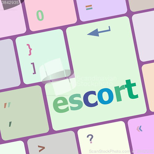 Image of escort button on computer pc keyboard key vector illustration