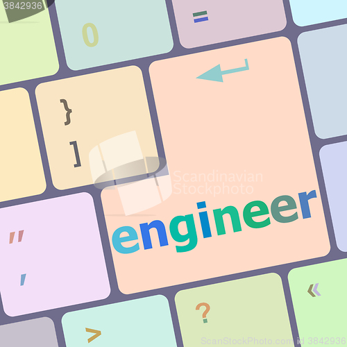 Image of engineer word on computer pc keyboard key vector illustration