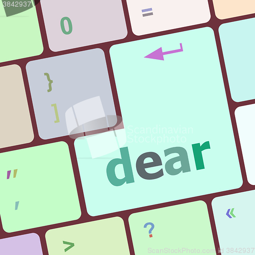 Image of dear button on computer pc keyboard key vector illustration