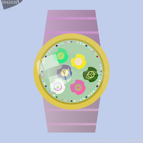 Image of Smart watch with apps icons