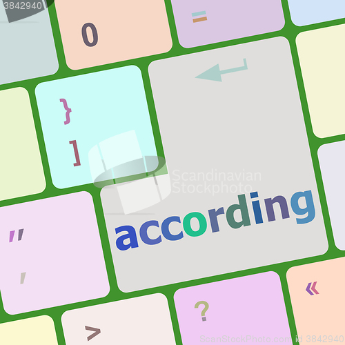 Image of according on computer keyboard key enter button vector illustration