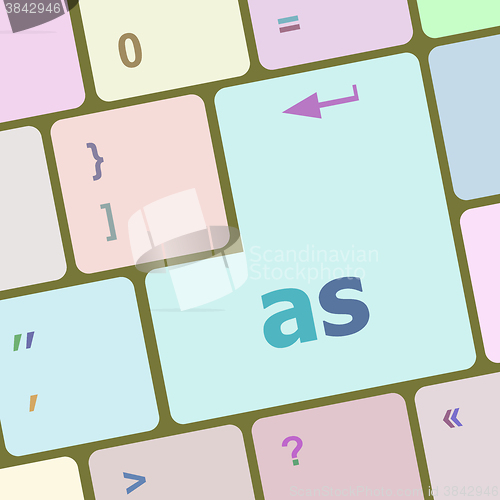 Image of as button on computer keyboard key vector illustration