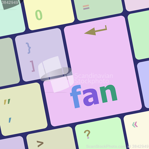 Image of fan button on computer pc keyboard key vector illustration