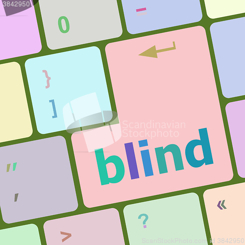 Image of Modern keyboard key with words blind vector illustration