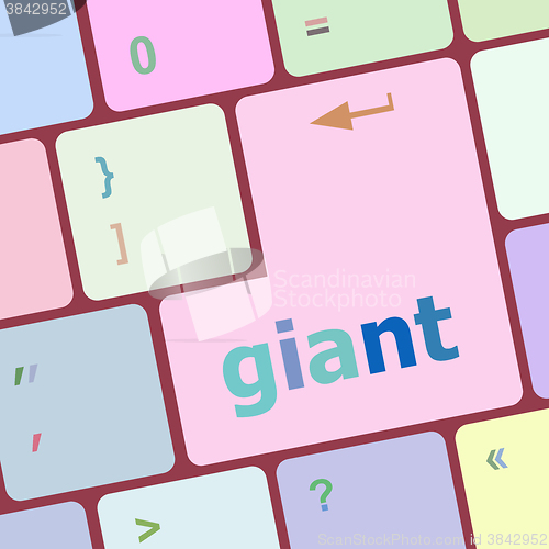 Image of giant word on keyboard key, notebook computer button vector illustration