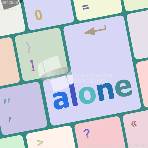 Image of alone words concept with key on keyboard vector illustration