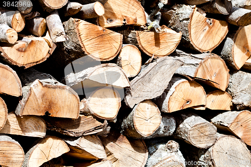 Image of dry chopped firewood logs in a pile 