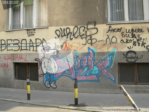 Image of graffitti on building Belgrade, Serbia, Europe    