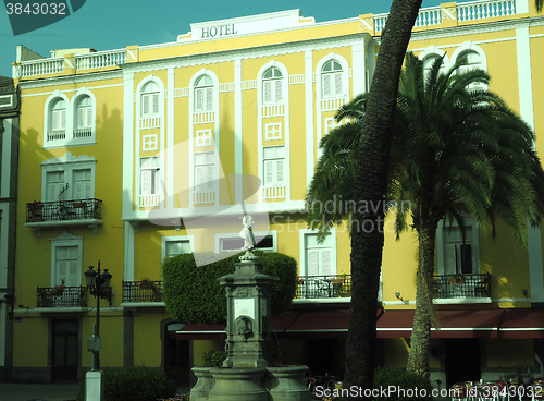 Image of public park with monument Triana barrio neighborhood Vegueta Gra